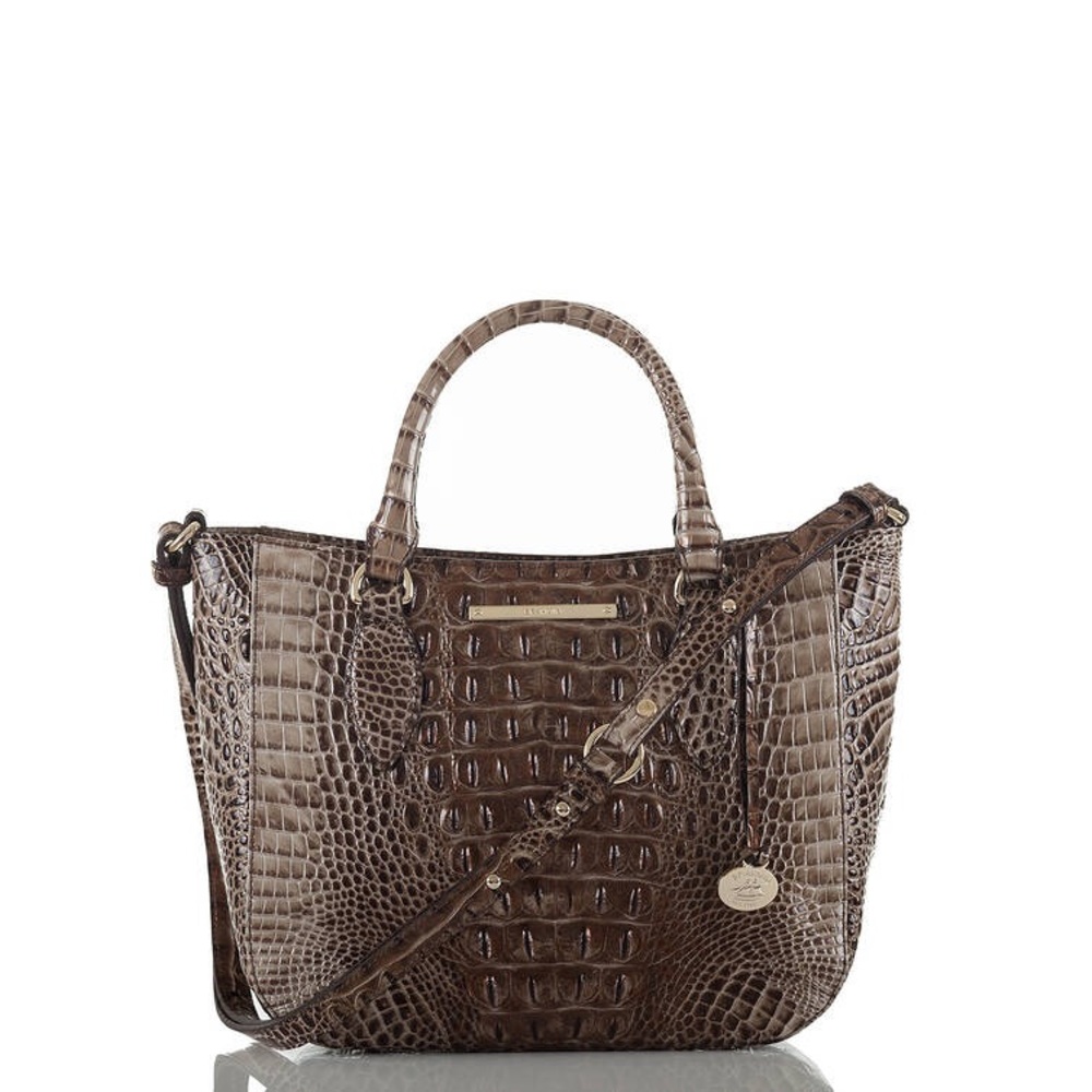 Brahmin Small Lena Satchel. Color: Bark Melbourne. EUC